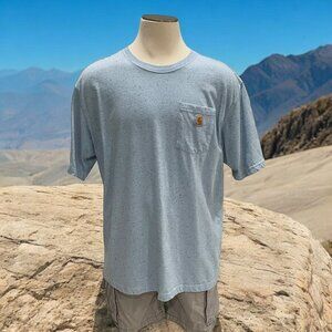 Carhartt Mens Heathered Blue Pocket T-Shirt Casual Workwear Durable Classic‎